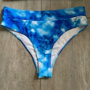 Blue and white tie dye bikini bottoms